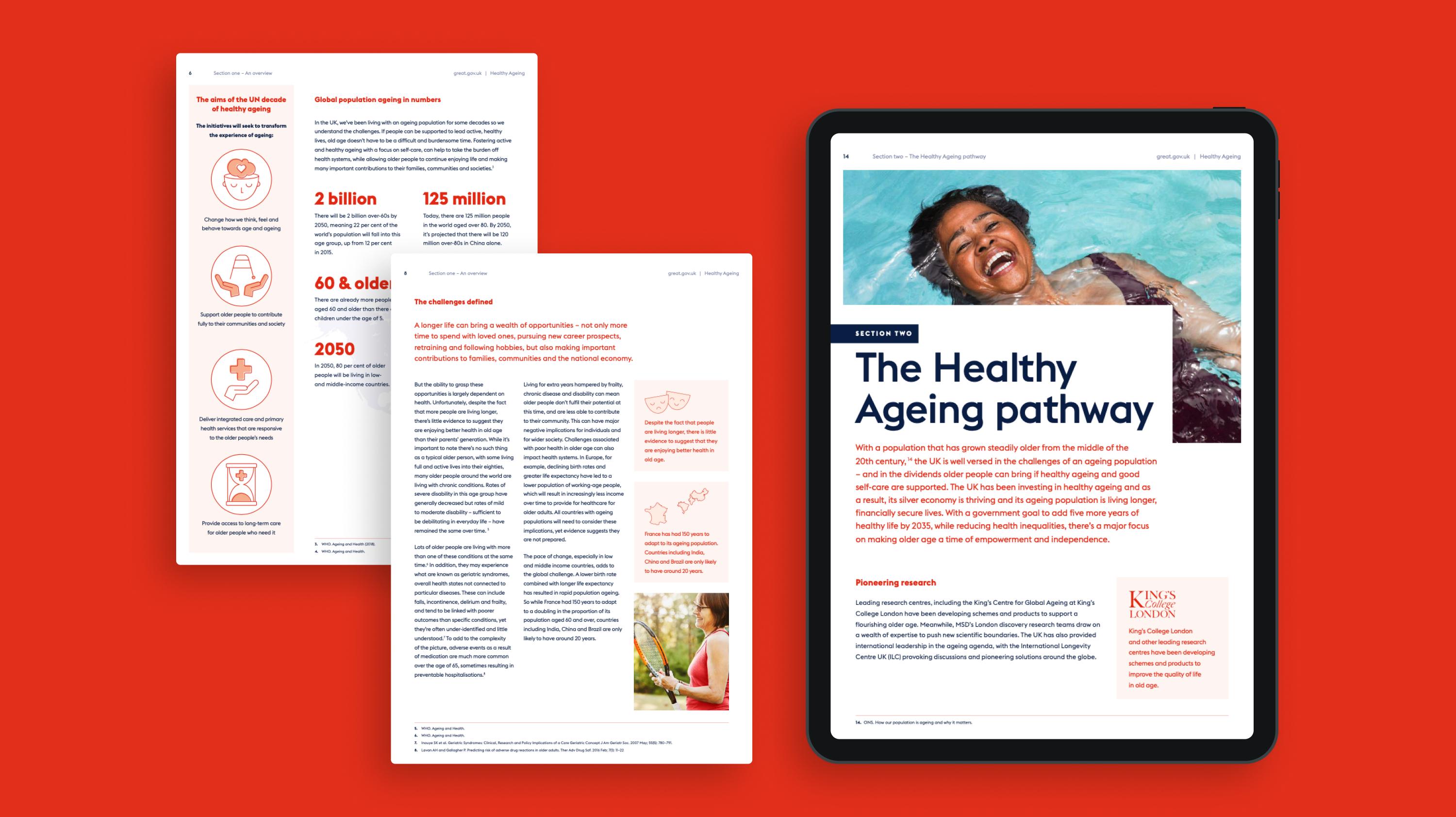 Mockups of the report on a tablet device