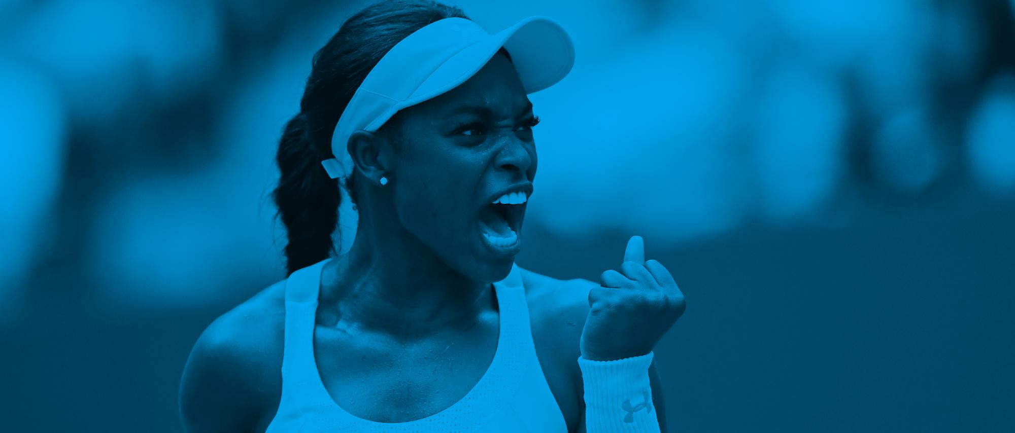 tennis athlete sloan stephens celebrating a victory