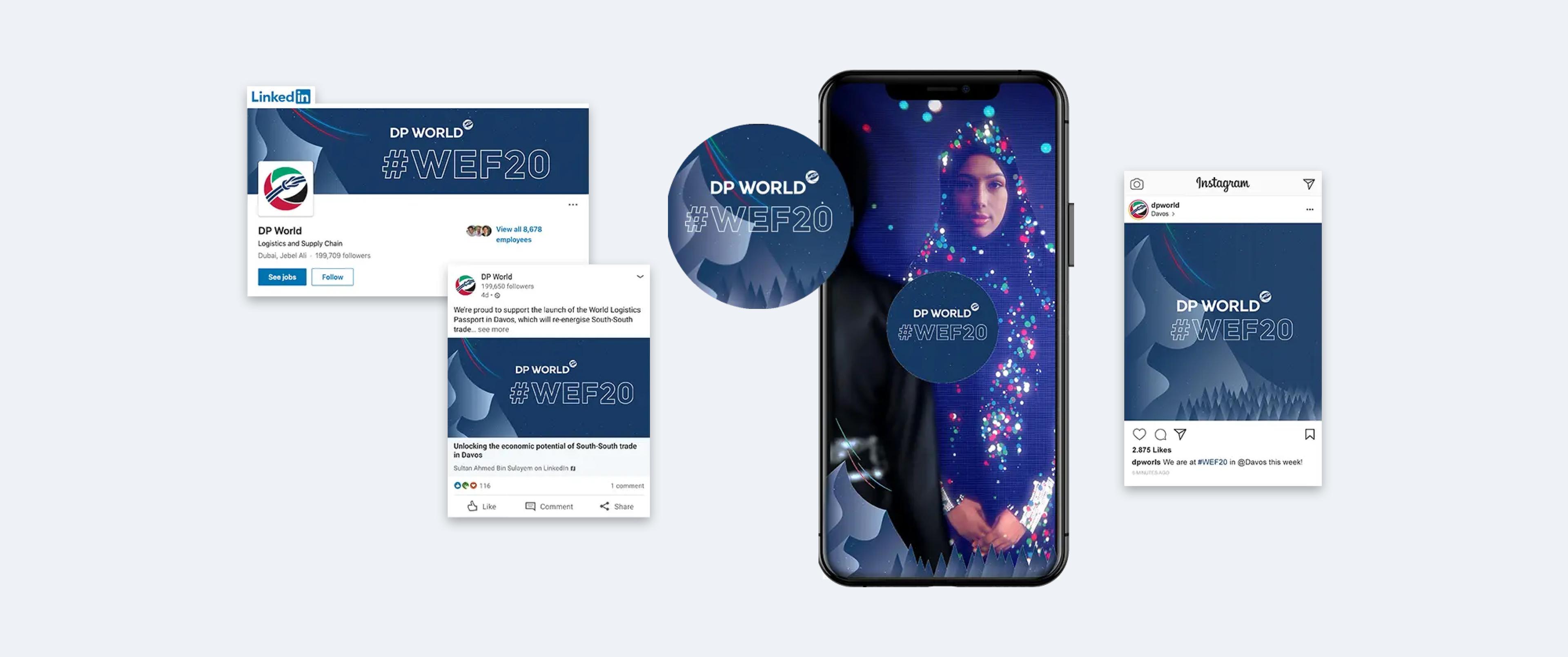 Davos social assets mockups on various platforms