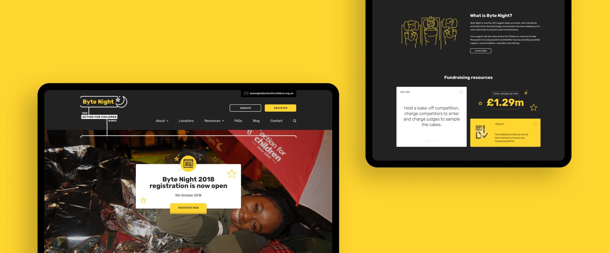 Images of the Byte Night website home page