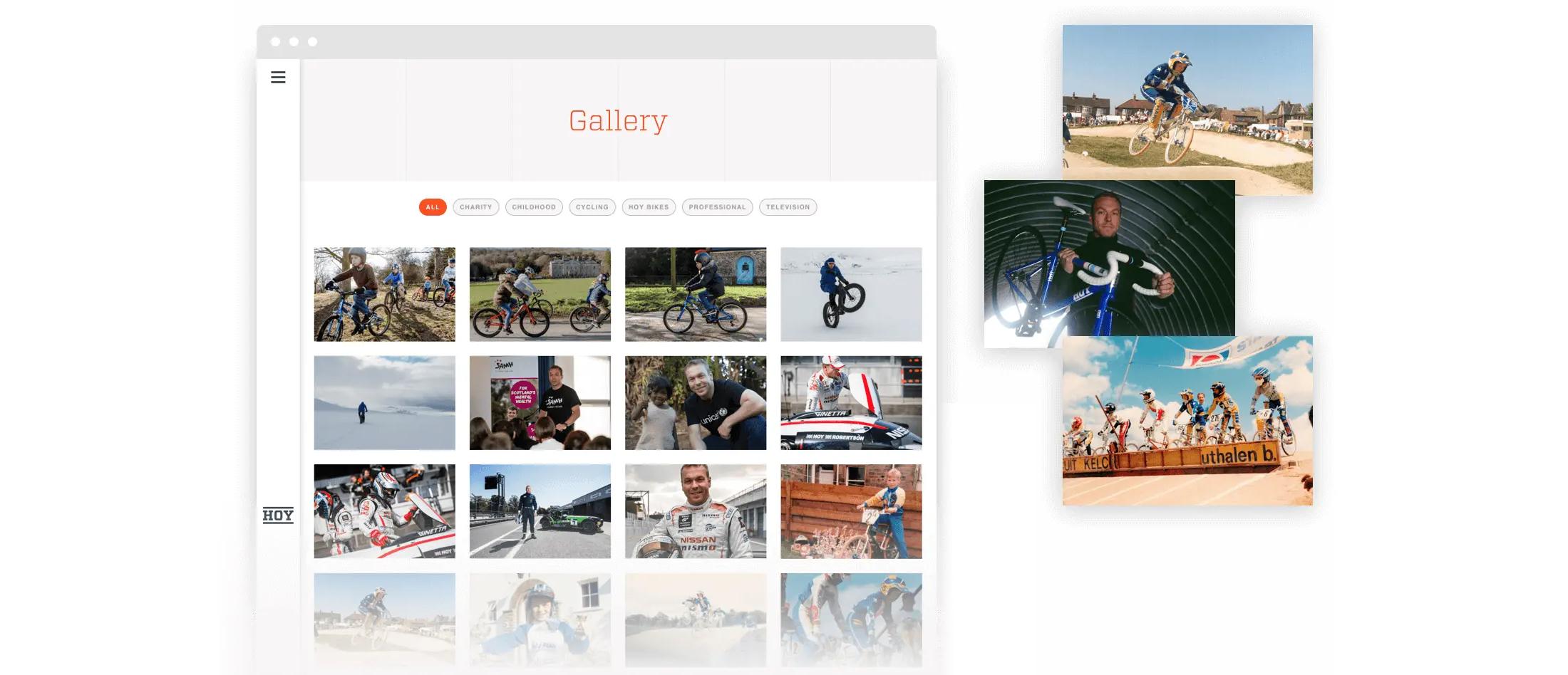 Image of the image gallery page from the Hoy website