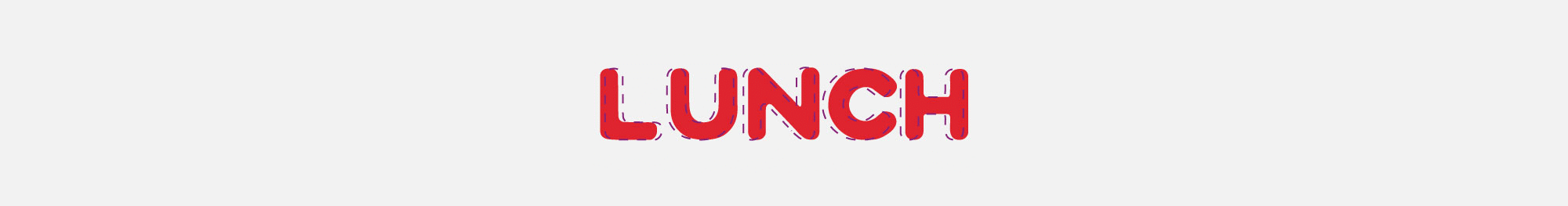 Illustration that demonstrates the art of kerning letters in the word 'lunch'