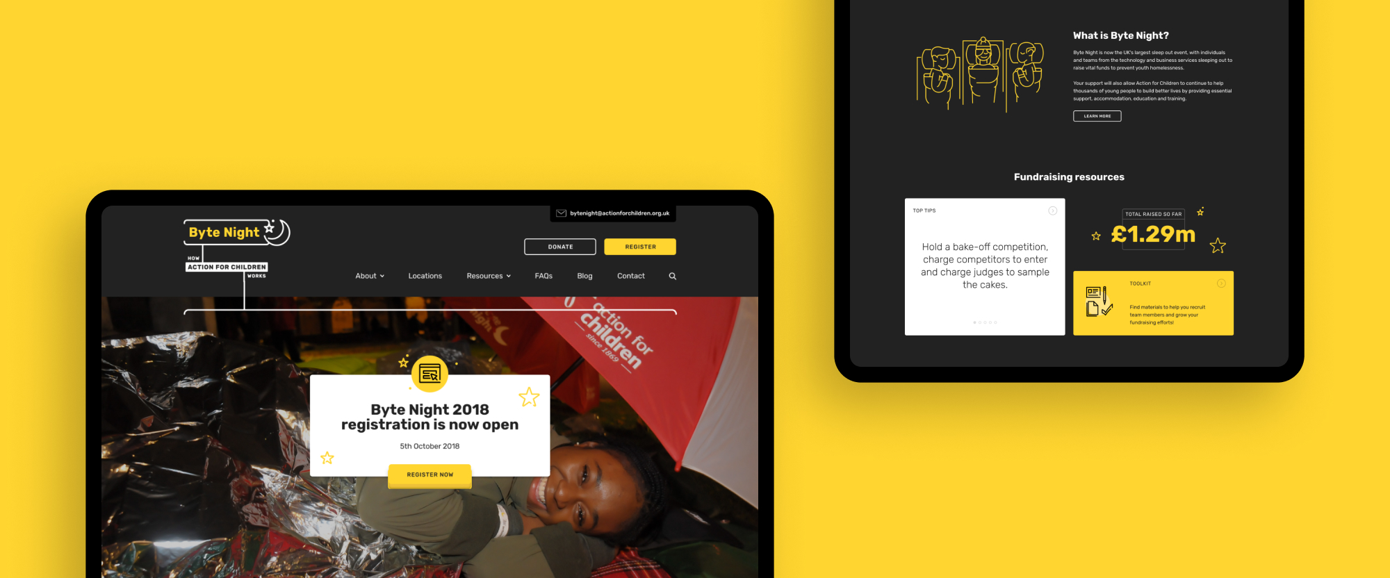Images of the Byte Night website home page