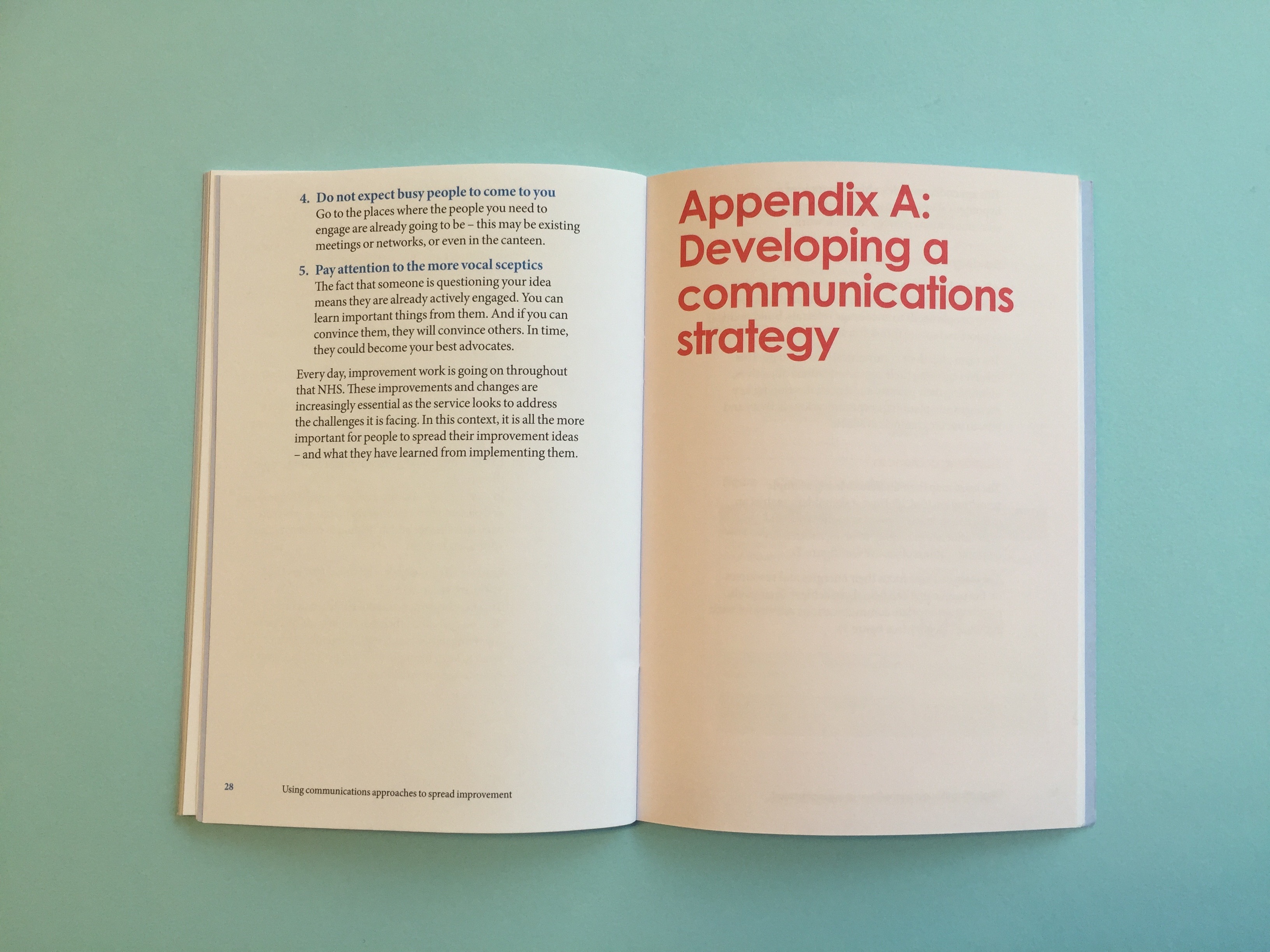 A photo of a printed report detailing the appendix title